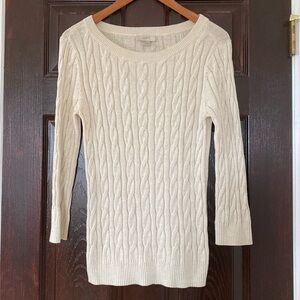 Ann Taylor Loft Sparkly Cream Sweater Size Small